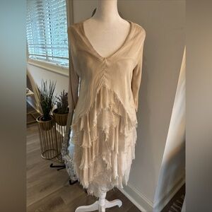 Made In Italy Silk Viscose Midi Dress Sm
